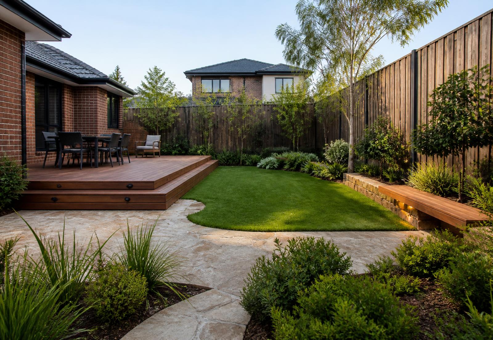 Australian backyard after complete landscaping